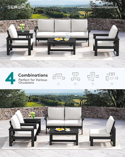 Load image into Gallery viewer, HDPE Outdoor Patio Furniture Set 7 Piece All Weather
