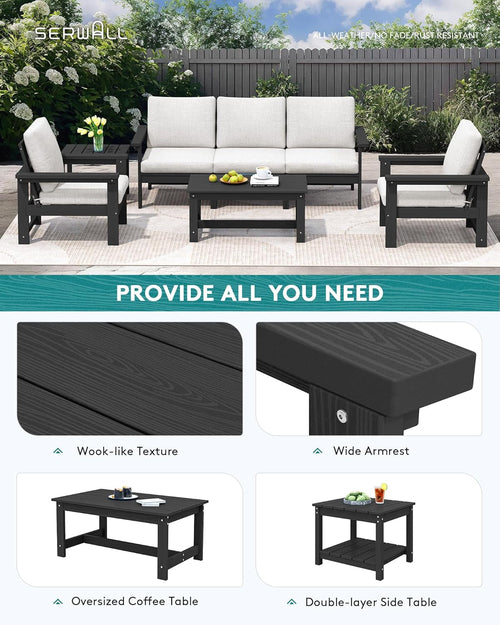Load image into Gallery viewer, HDPE Outdoor Patio Furniture Set 7 Piece All Weather
