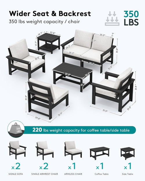 Load image into Gallery viewer, HDPE Outdoor Patio Furniture Set 7 Piece All Weather
