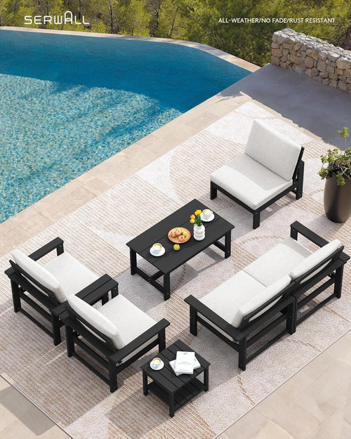 Load image into Gallery viewer, HDPE Outdoor Patio Furniture Set 7 Piece All Weather

