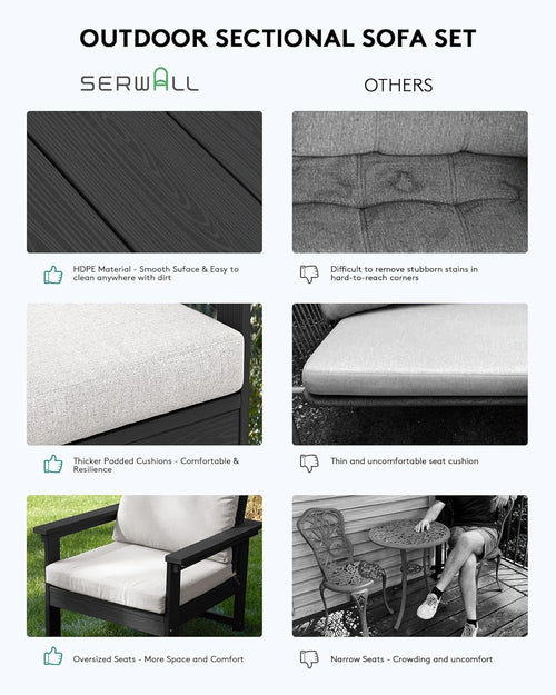 HDPE Outdoor Patio Furniture Set 7 Piece All Weather