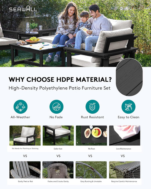 Load image into Gallery viewer, HDPE Outdoor Patio Furniture Set 7 Piece All Weather
