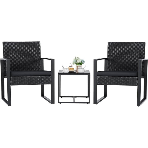 Load image into Gallery viewer, Outdoor 3-Piece Patio Furniture Set with 2 Black Patio Chairs and 1
