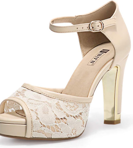 Women'S IN4 Mary Platform Chunky High Heels Sandals Peep Toe Dress Wedding Bridal Shoes for Women Bride Bridesmaid