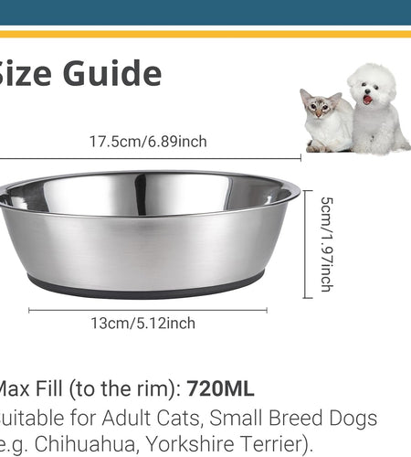 Lightweight Stainless Steel Cat Bowls - 3 Cup, 2 Pack