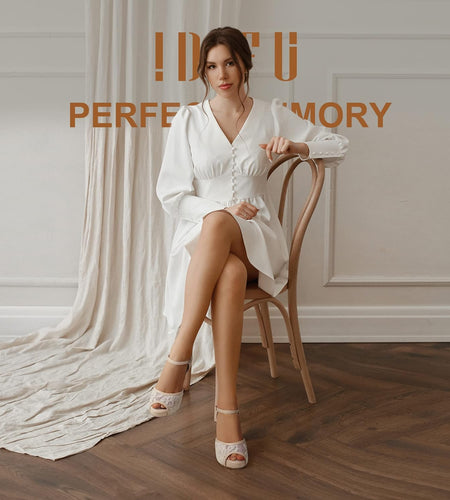 Women'S IN4 Mary Platform Chunky High Heels Sandals Peep Toe Dress Wedding Bridal Shoes for Women Bride Bridesmaid