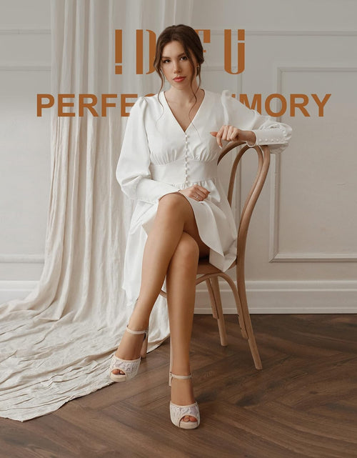 Load image into Gallery viewer, Women'S IN4 Mary Platform Chunky High Heels Sandals Peep Toe Dress Wedding Bridal Shoes for Women Bride Bridesmaid

