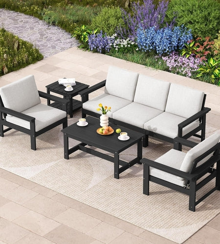 HDPE Outdoor Patio Furniture Set 7 Piece All Weather