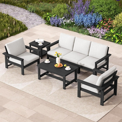 Load image into Gallery viewer, HDPE Outdoor Patio Furniture Set 7 Piece All Weather
